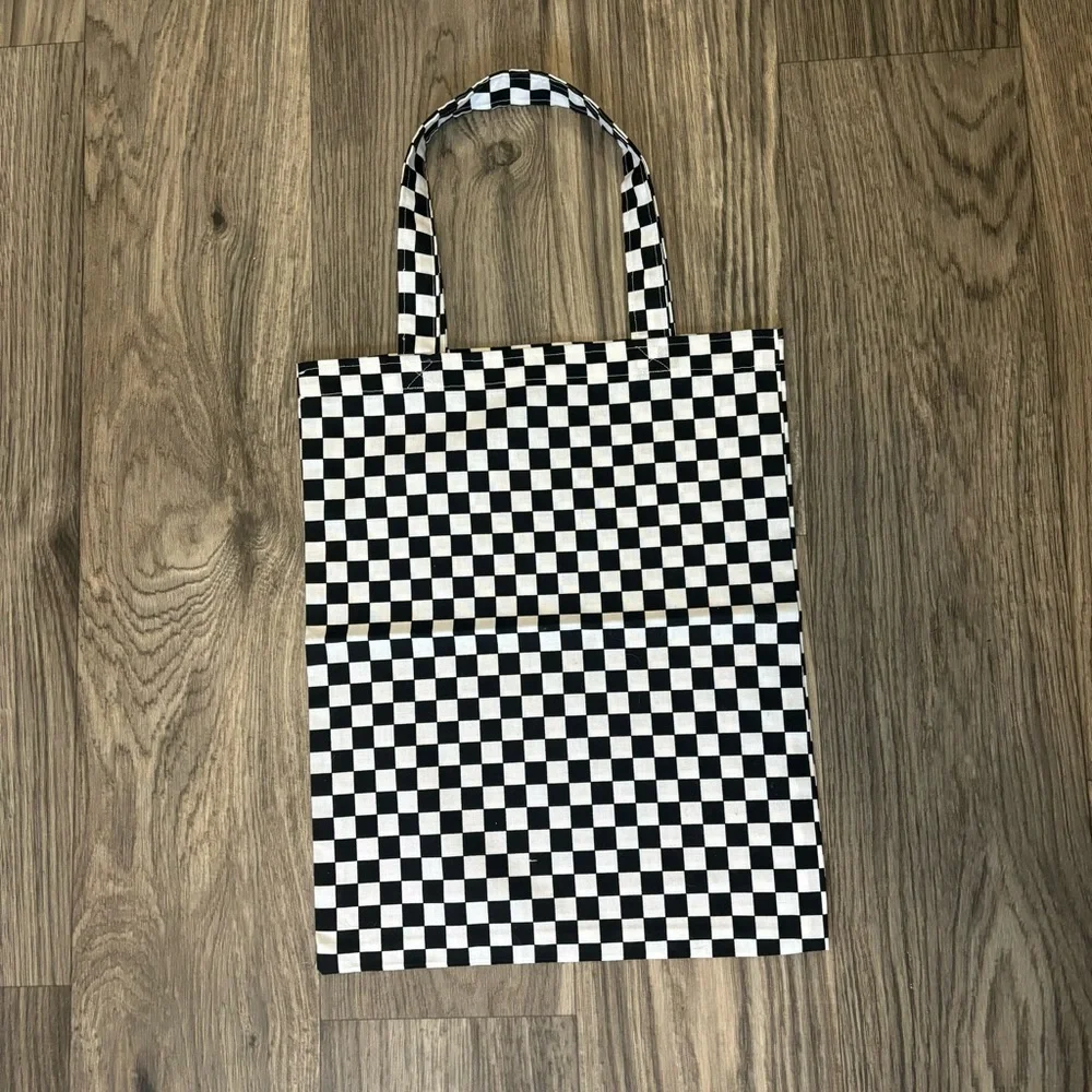 Black and White Checkered Tote Bag - Picture 2 of 3
